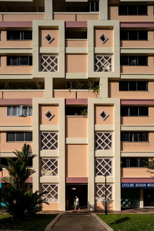 A photo taken by Darren Soh showing a Bishan Central HDB flat with unique designs of squares and triangles 