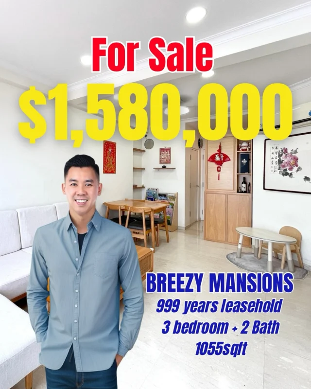 Exclusive Listing For Sale at Breezy Mansions 🏡l

Step into a beautifully renovated space that offers both comfort and style in a desirable location. With spacious bedrooms and a move-in ready condition, this home is perfect for families looking to settle in a vibrant community. Enjoy the convenience of nearby amenities and schools, making it an ideal choice for both parents and professionals alike.

🔹 Property for Sale: Breezy Mansions 
🔹 Address: 15 Sandilands Road
 🔹999 Years Leashold
🔹 Property Type: 3 Bedroom + 2 Bath 
🔹 Property Size: 1,055 sq ft 
🔹 Price: $1,580,000

Nearby Schools: 📚
- Catholic Kindergarten (0.5KM) 
- St. Paul’s Church Kindergarten (0.6KM) 
- Yio Chu Kang Chapel Kindergarten (0.66KM) 
- Pcf Sparkletots Preschool @ Serangoon Blk 125 (0.8KM) 
- Al - Istiqamah Mosque Kindergarten (0.82KM) 
- Hanis Montessori Kindergarten (Kovan) (0.82KM) 
- Peicai Secondary School (0.9KM) 
- Bowen Secondary School (0.93KM) 
- Zhonghua Primary School (0.97KM) 
- Pcf Sparkletots Preschool @ Ang Mo Kio-Hougang Blk 632 (0.97KM) 

Transport Convenience: 🚇
- Kovan MRT (0.82 KM) 

Ready to make Breezy Mansions your new home? Contact Shawn Kuah at 96717478 today and take the first step towards your new chapter! 📞✨

#ShawnKuahProperty #ShawnKuahAssociates #ShawnKuahDivision #ListedByShawnKuah #ShawnKuah #realestate #singapore #property #sgproperty #EmbracingDreams #BuildingGoals #singaporeproperty #housesforsale #singaporeluxuryproperty #TrustedByGenerations #SandilandsRoad #SellingDreams #preeminentgroup #freehold #999yearsleasehold #realtorsg #realtorlife #Singaporehouse #Breezymansions #sellinghomes #Kovancondo #KovanSingapore