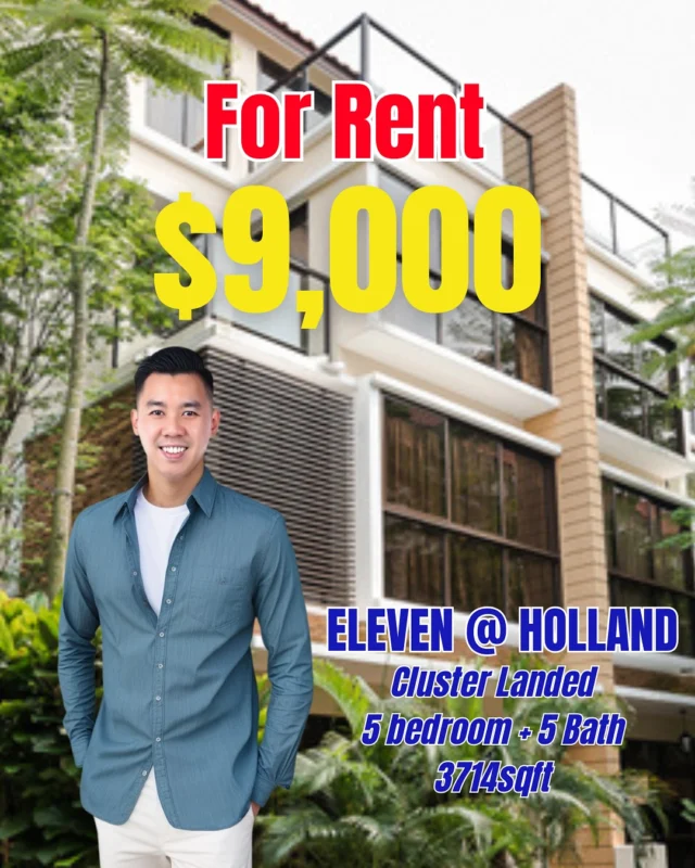 Exclusive Cluster Landed for Rent

Address: Eleven @ Holland
- 3714sqft
- 4 storey cluster landed with private lift access to all levels
- 5 Bedroom including 4 ensuite
- Private lift
- North South Facing
- Within 1km to MGS
- 2 private carpark lots
- Close proximity to King Albert Park mrt and Sixth Avenue MRT
- $9000/month

Nearby Schools:
• Within 1km
• METHODIST GIRLS’ SCHOOL

• Within 2km
• HENRY PARK PRIMARY SCHOOL
• NANYANG PRIMARY SCHOOL
• PEI HWA PRESBYTERIAN 
PRIMARY SCHOOL
• RAFFLES GIRLS’ PRIMARY 
SCHOOL

INTERNATIONAL University
• SINGAPORE INSTITUTE OF 
MANAGEMENT

Proximity to MRT/LRT:

- Sixth Avenue 
- King Albert Park MRT

This property is an ideal choice for families prioritizing education, with a selection of esteemed schools just a short distance away.

Don’t miss the chance to make this exceptional property your home. Contact SHAWN KUAH at +65 96717478 today to arrange a viewing and take the first step towards securing your ideal living space at ELEVEN @ HOLLAND.

#elevenatholland #11atholland #Singaporehouse #propertyforrent #singaporerental #clusterlandedforrent #clusterlanded #singaporeproperty #propertyrental #rent #forrent #houseforrent #hollandlink